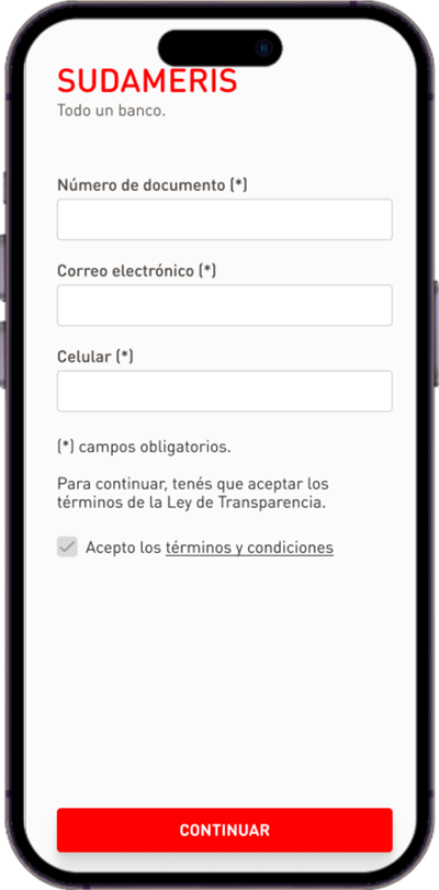 Completá tus datos desde tu celular